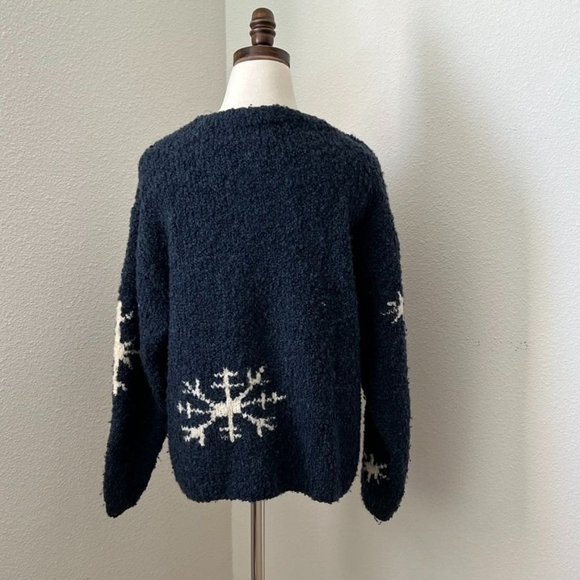 Belle‎ Point Snowman Chunky Knit Cardigan Sweater Granny Core 90's Vtg Sz Large - Picture 4 of 12